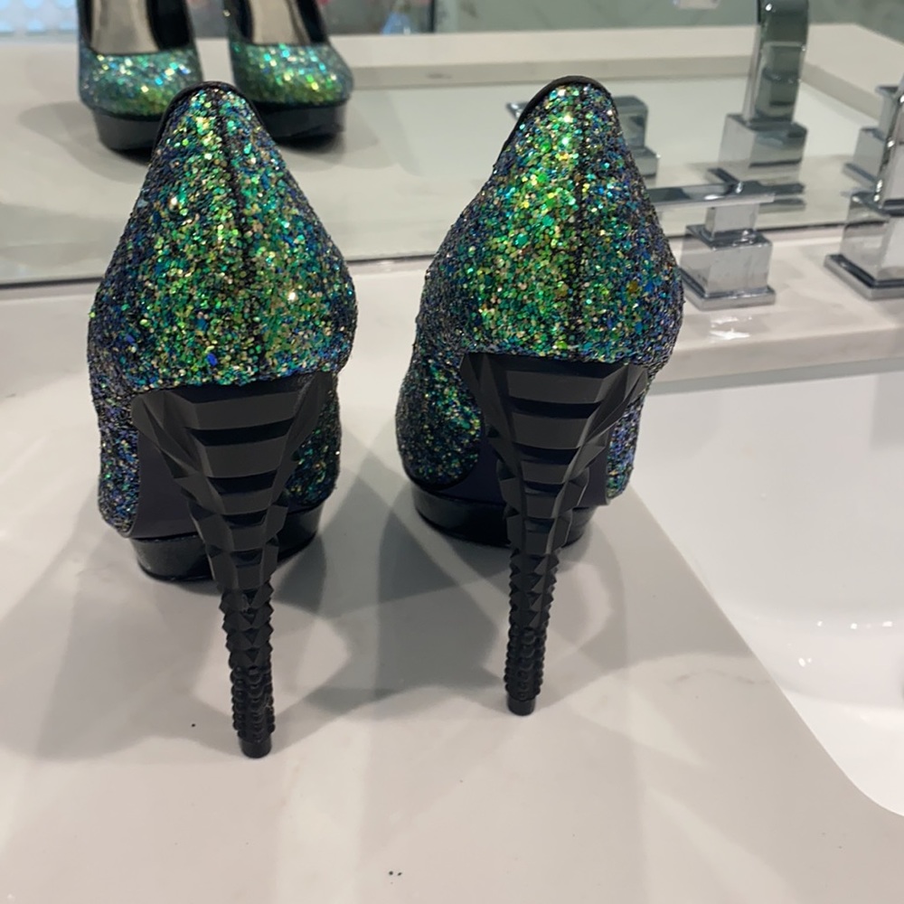 Rachel Roy Size 8.5 NEW Green Glitter Platform - Picture 4 of 5